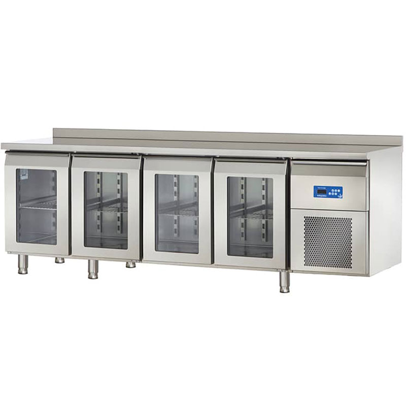 Öztiryakiler Dört Cam Kapılı Yatay Tezgah Tipi Buzdolabı 518 Lt (-2 / +8 °C) Monoblok Motor 304 Kalite