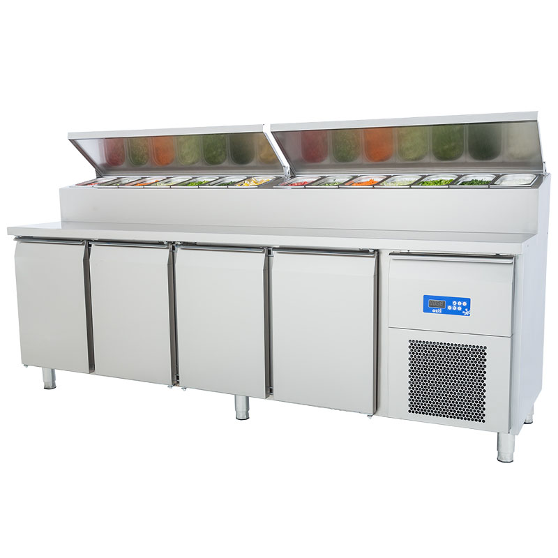 Öztiryakiler Dört Kapılı Pizza Hazırlık Make Up Dolabı 630 Lt (+2 / +5 °C) Monoblok Motor 304 Kalite
