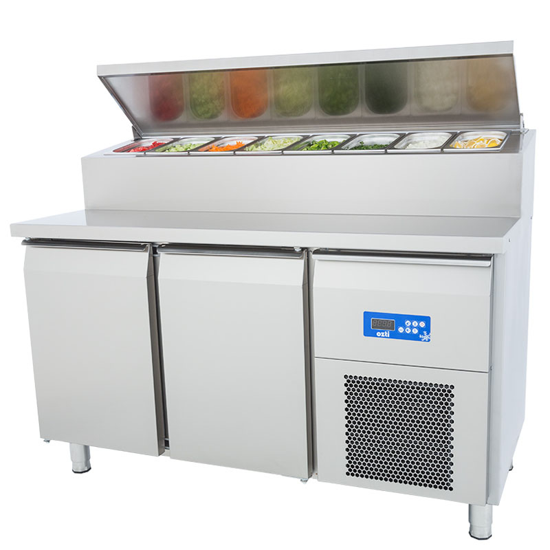 Öztiryakiler İki Kapılı Pizza Hazırlık Make Up Dolabı 280 Lt (+2 / +5 °C) Monoblok Motor 304 Kalite